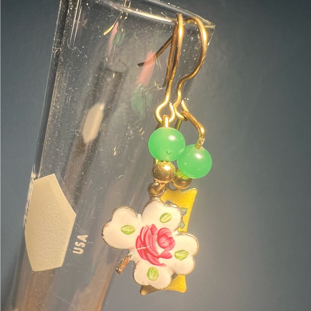 Mismatched springtime enamel earrings